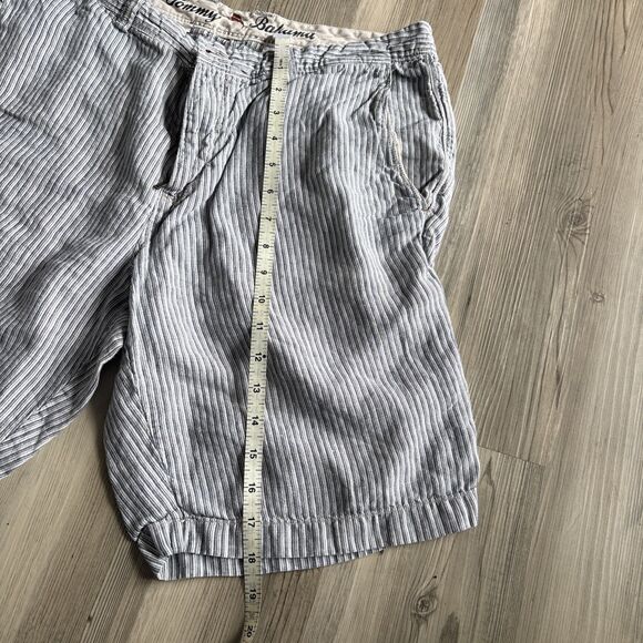 Tommy Bahama Relax Shorts Mens 100% Linen Gray Striped Pockets - size 34 - Picture 6 of 8
